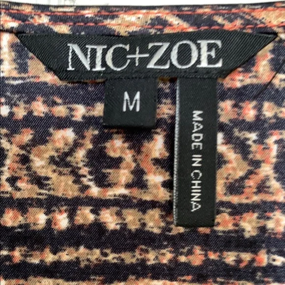 NIC+ZOE Peach and Black Asymmetrical Wrap Blouse - Picture 2 of 5